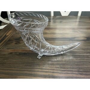 Antique Crystal Horn Of Pleanty Cornucopia‎ Snail Feet